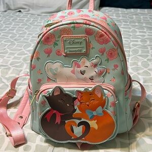Loungefly Disney Floral Cat Backpack - Pink and Blue